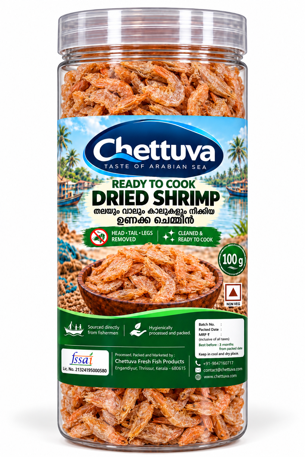 Chettuva Ready to Cook Dried Shrimp – 100 g